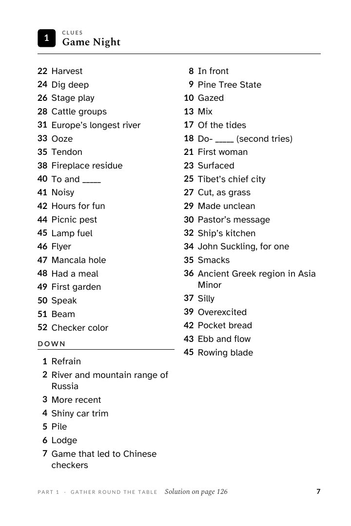 Puzzle 1: the clues, on the facing page
